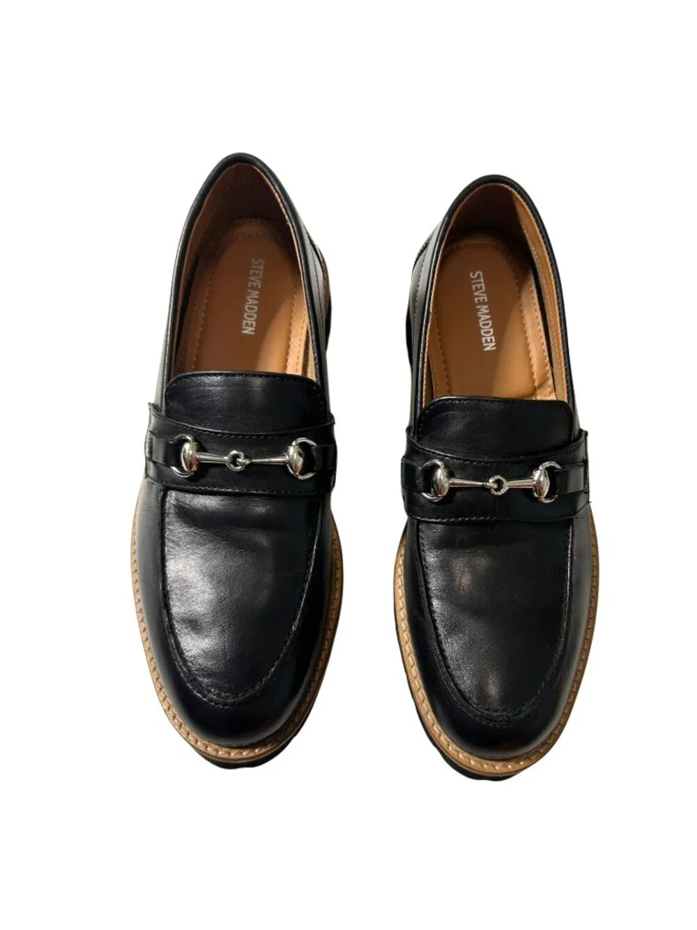 Steve Madden Kids Black Leather Horsebit Loafers Big Kid 4D